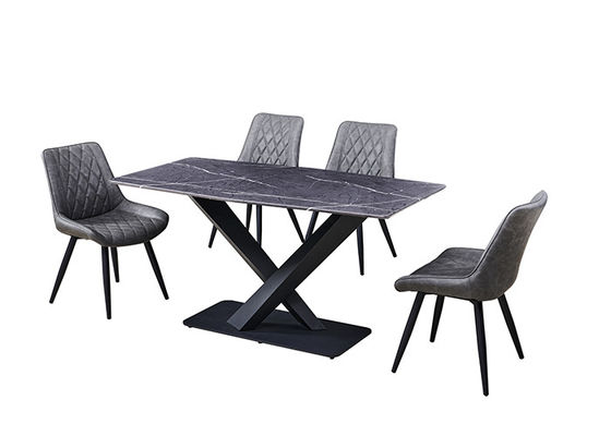ग्रे 150x80x77cm मार्बल टॉप के साथ 6 सीटर डाइनिंग टेबल