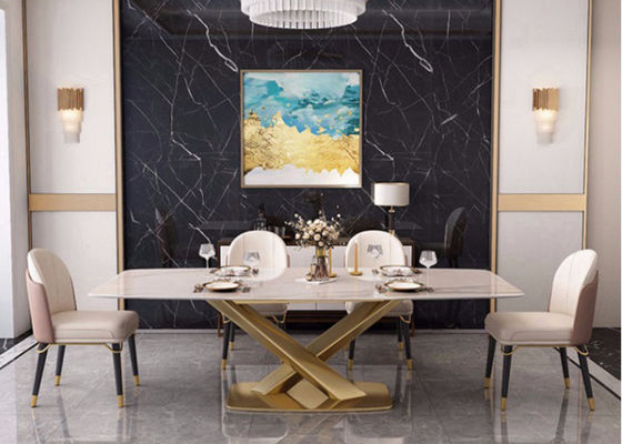 130x80x77cm मार्बल टॉप डाइनिंग रूम टेबल