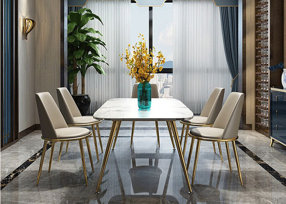फैशनेबल 140x80x76cm होम लक्ज़री मार्बल डाइनिंग टेबल