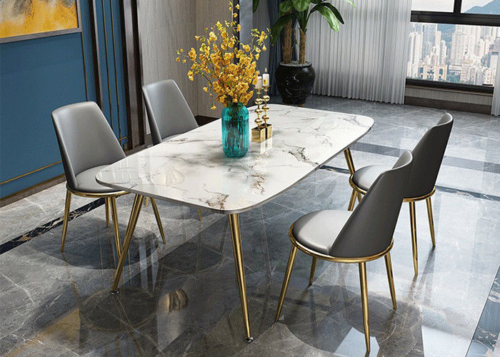 फैशनेबल 140x80x76cm होम लक्ज़री मार्बल डाइनिंग टेबल