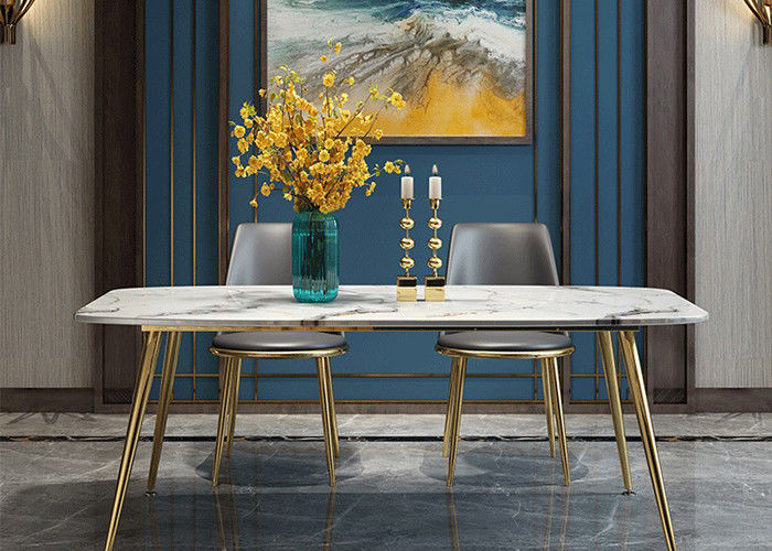 फैशनेबल 140x80x76cm होम लक्ज़री मार्बल डाइनिंग टेबल