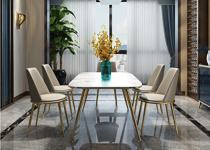 फैशनेबल 140x80x76cm होम लक्ज़री मार्बल डाइनिंग टेबल